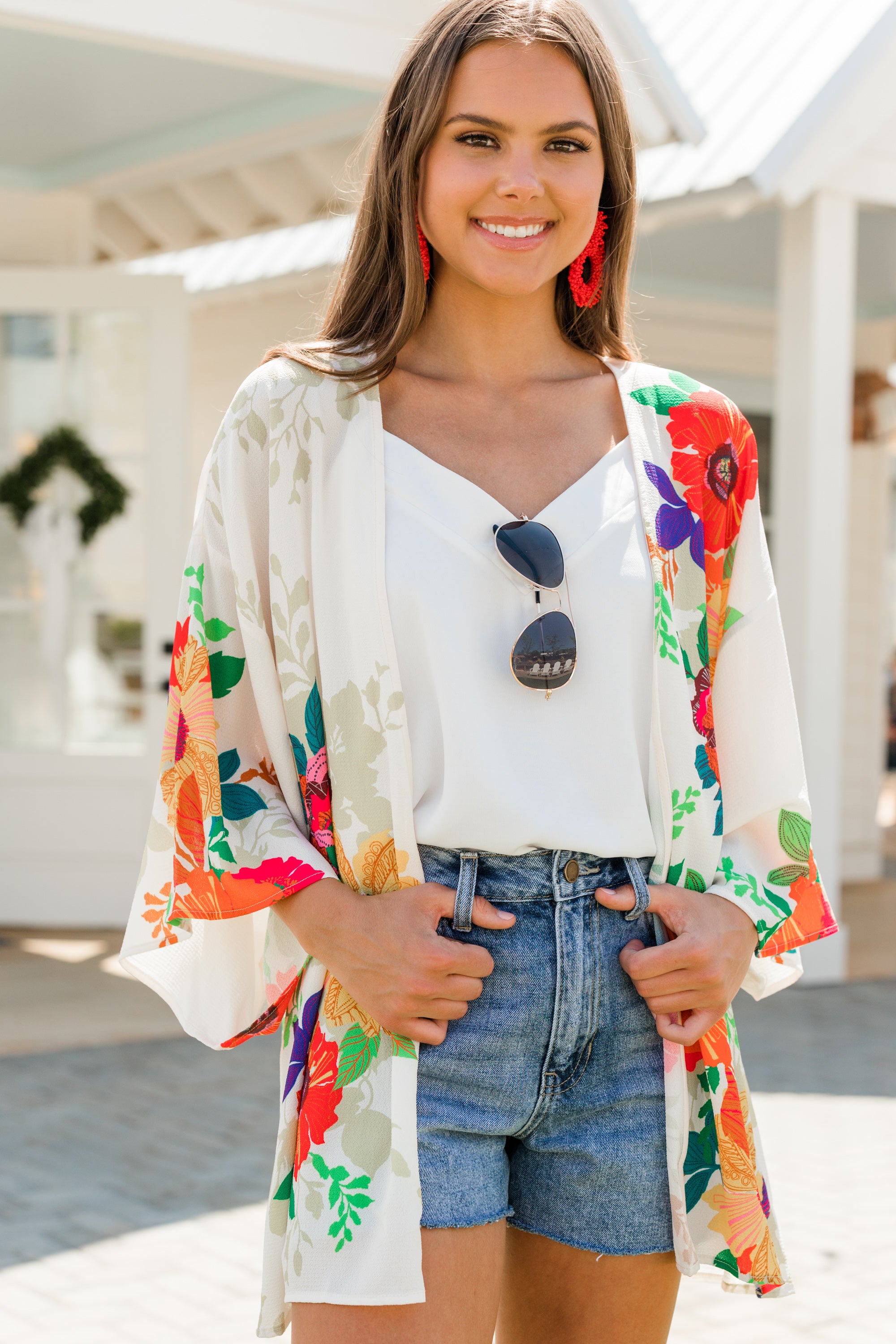 Prove It Cream White Floral Kimono