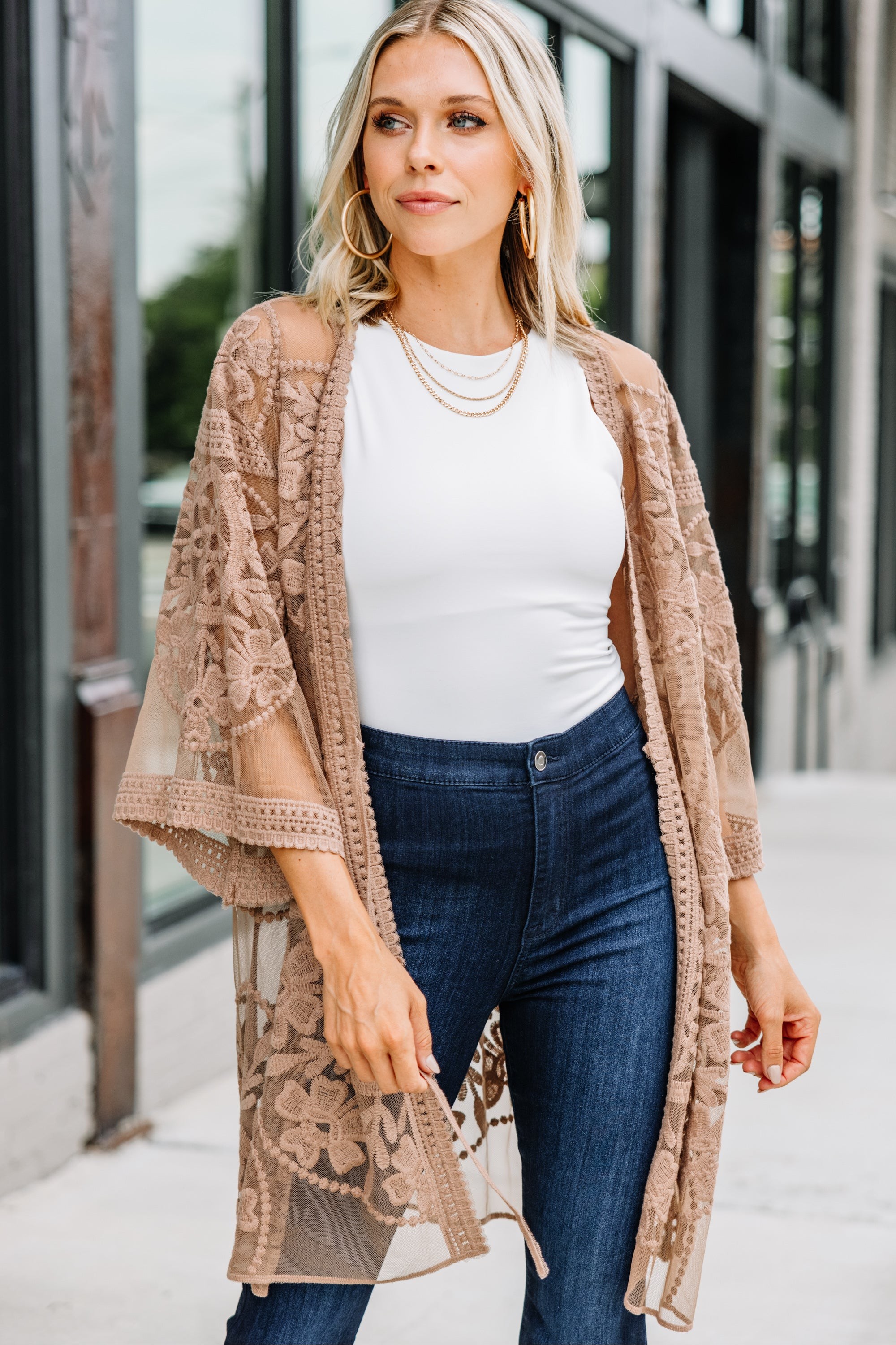 This Is It Mocha Brown Lace Kimono