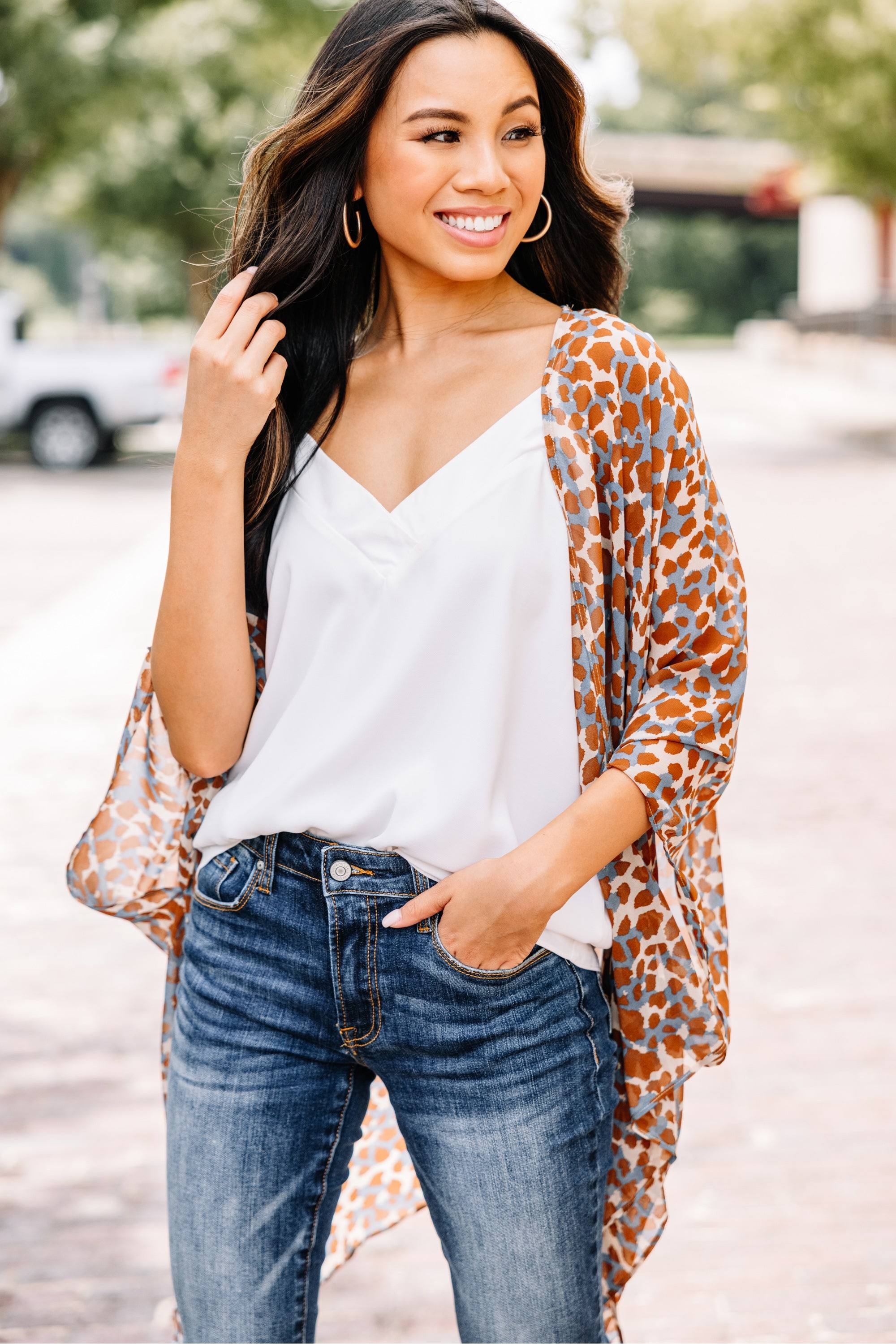 Take The Time Brown Leopard Kimono