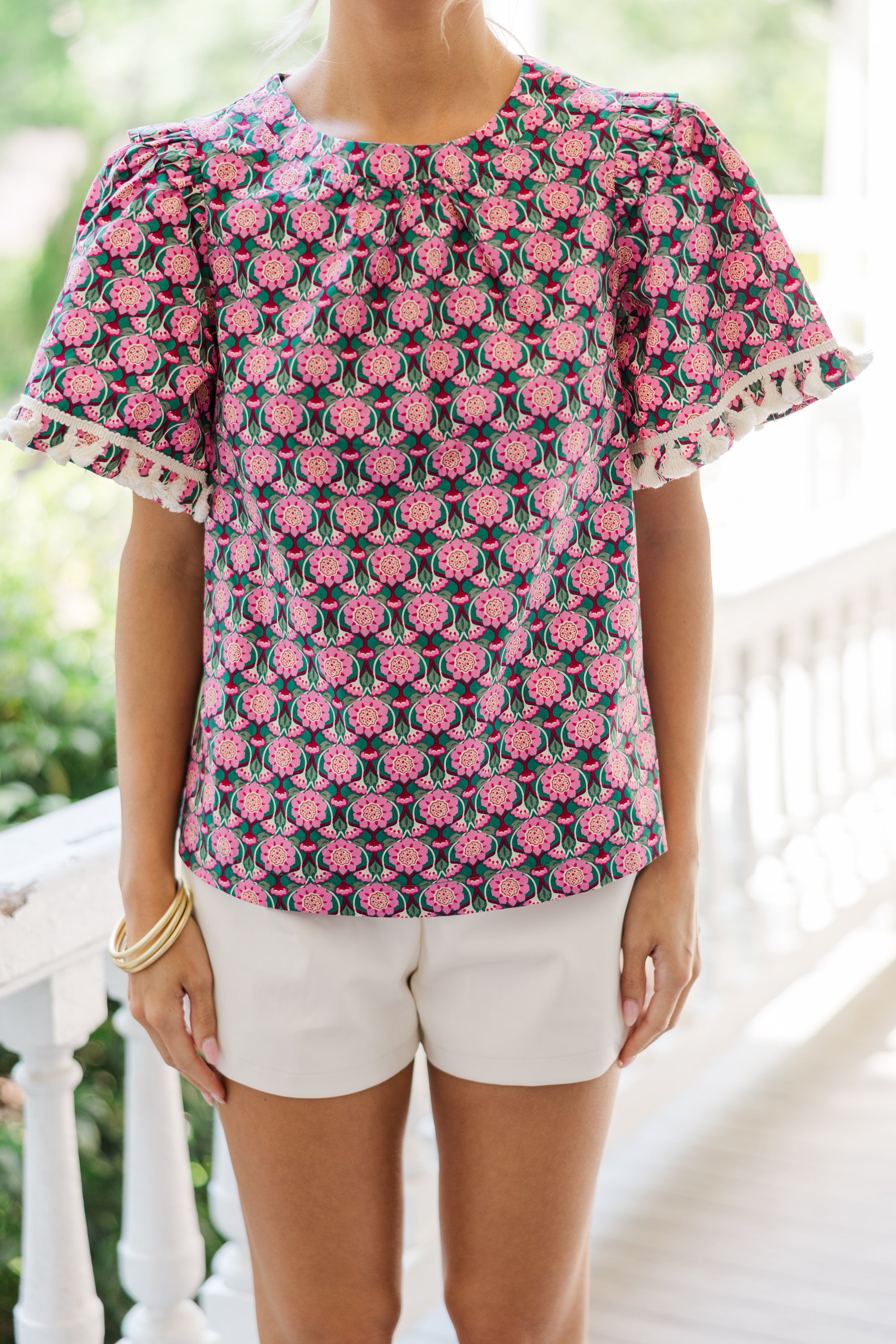 Time For Me Pink Abstract Blouse