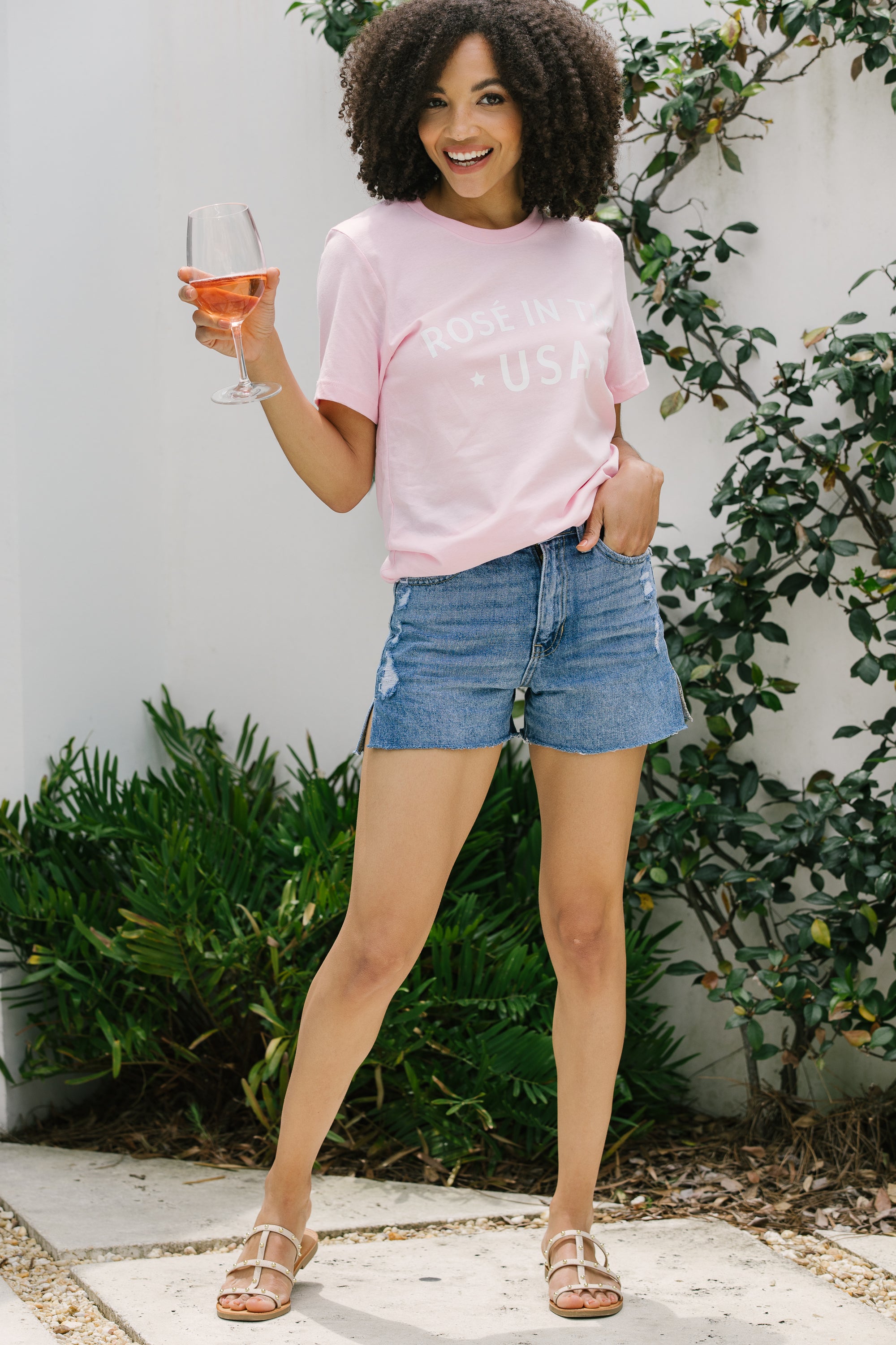 In The USA Baby Pink Graphic Tee